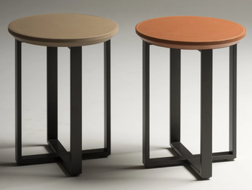 SCRICCIOLO - Round tanned leather and steel coffee table by Mantellassi 1926 - view 2